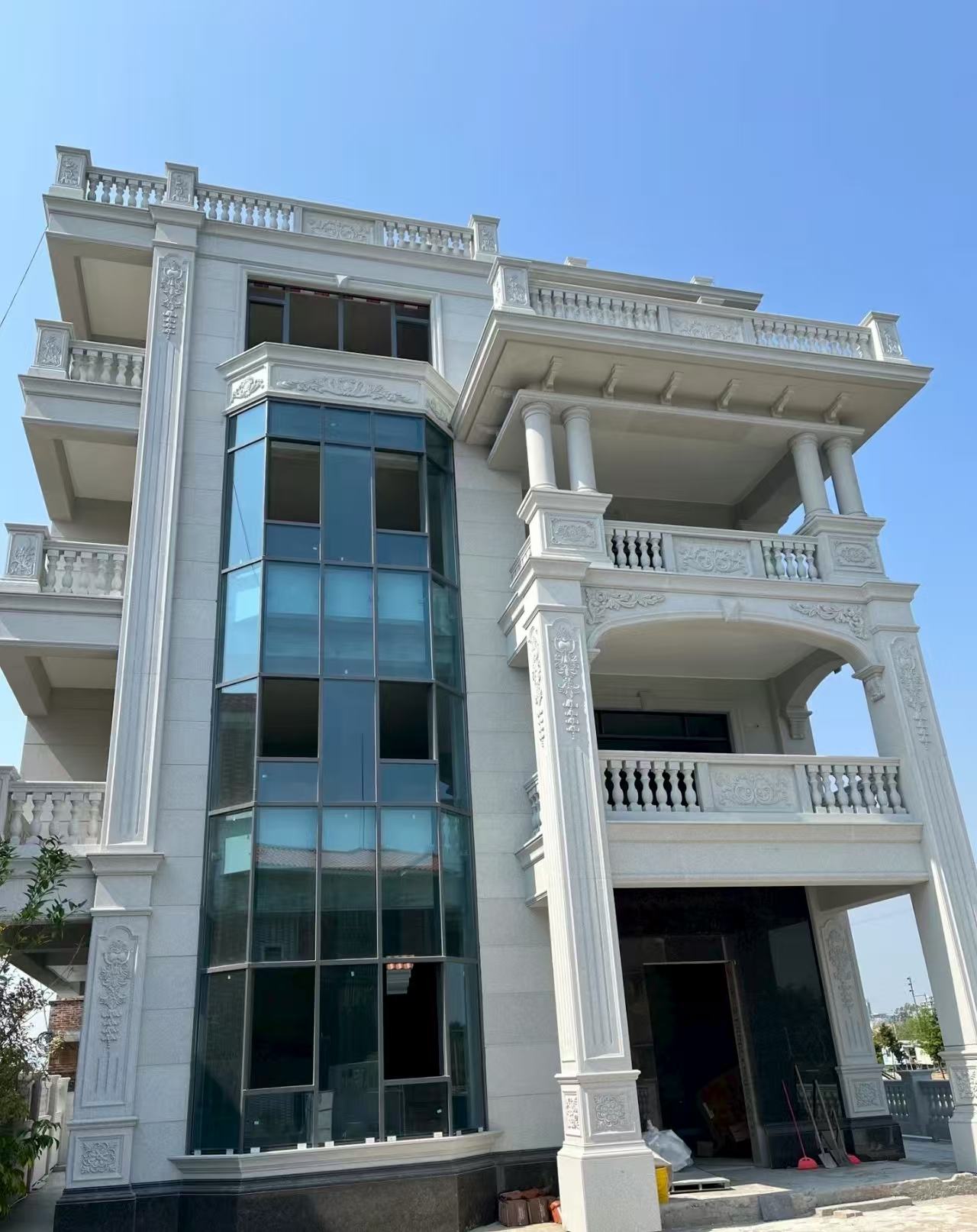 开封 芝麻白花岗岩别墅外墙干挂效果展示