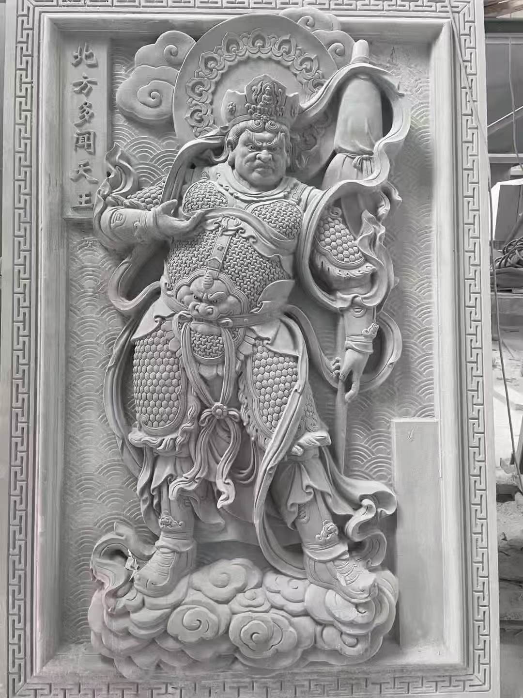 开封 芝麻灰花岗岩人物雕刻——多闻天王